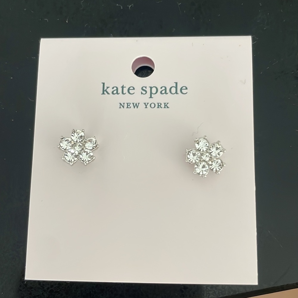 NEW Kate Spade Diamond Silver Flower Studs